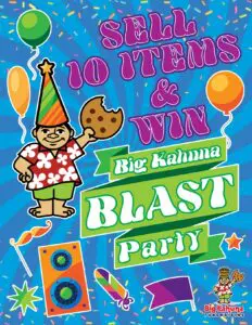 Sell 10 Items and win blast party flyer
